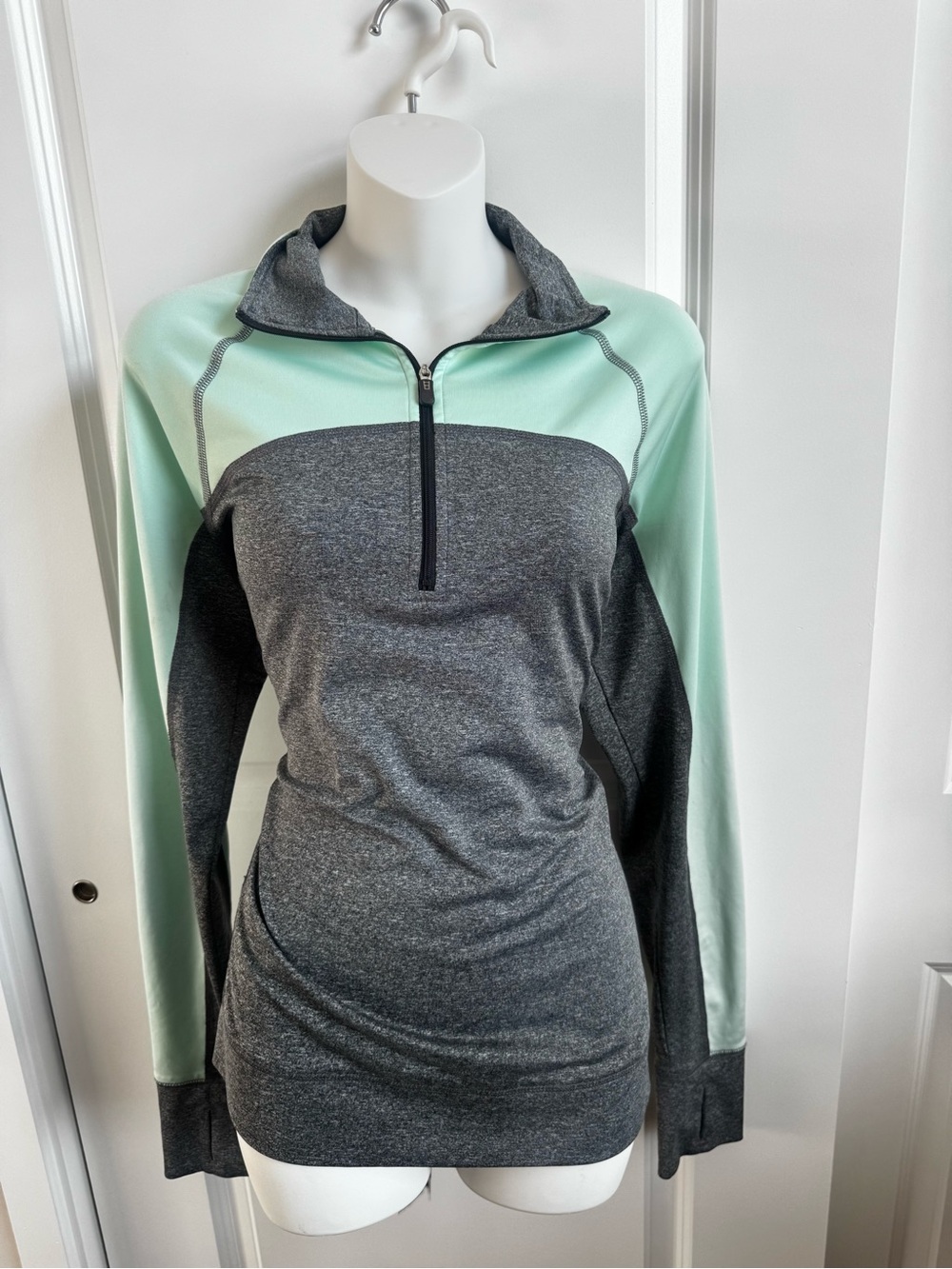 tek gear Mint and Charcoal Half-Zip Pullover